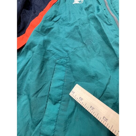 Vintage Miami Dolphins Jacket Mens Large NFL Pro Line Starter Teal Nylon Hooded - Picture 11 of 16